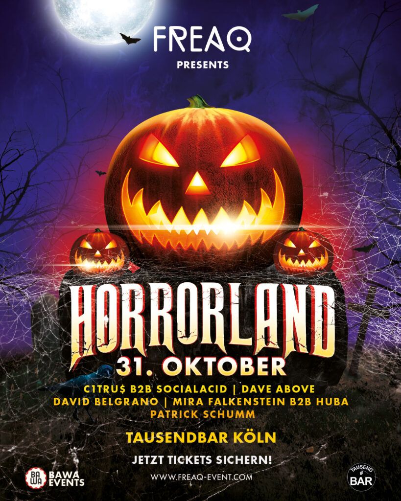 Freaq, Horrorland, Halloween, Tausendbar, Köln, DJ, DJane, Techno, Mira Falkenstein